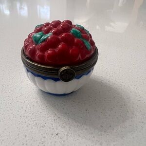 Dept 56 Cherry Bowl Life Is Just a Bowl of Cherries Porcelain Hinged Trinket Box